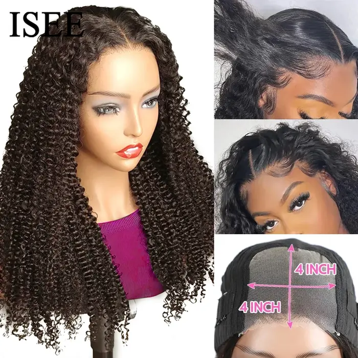 Wear Go perruque ISEE HAIR noeuds pré-plumés crépus bouclés HD dentelle sans colle perruques humaines prêt à l'emploi