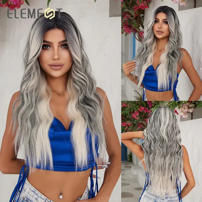 ELEMENT-Perruque synthétique bouclée et ondulée pour femme et fille, accessoire de coiffure style ba