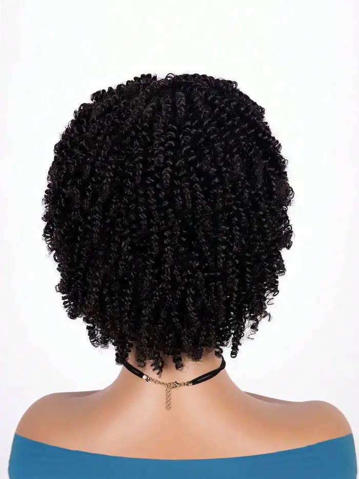 Perruque afro bouclée courte avec frange pour femmes noires