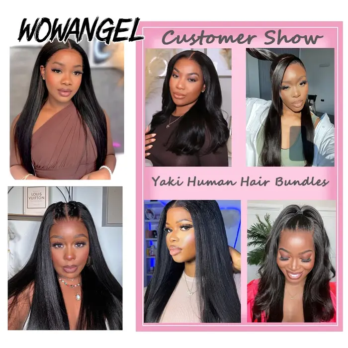 WOWANGEL lumière Yaki droite paquets de cheveux humains rebondissant moelleux crépus droite vierge E