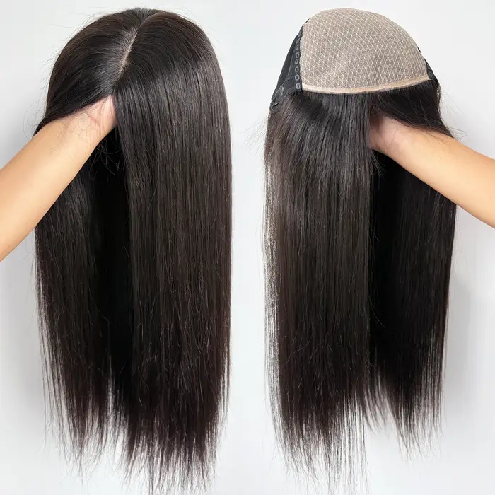 Perruque en cheveux humains européens avec dessus en soie et dentelle