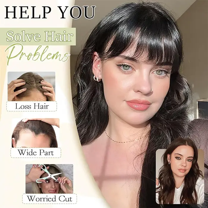 Extensions de faux cheveux à clipser avec clips invisibles, frange française, couverture de branches