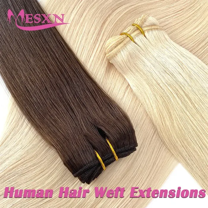 MESXN Tissage de cheveux humains Remy européens naturels