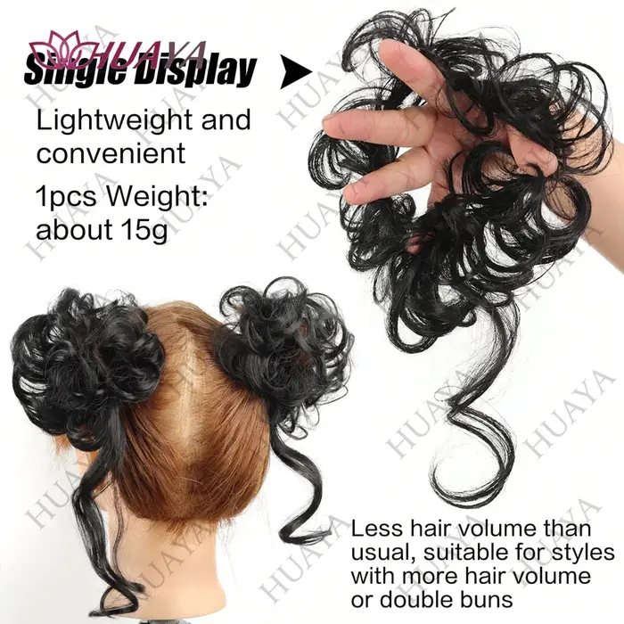 2 pièces synthétique désordre Updo cheveux Chignon Chignon chouchous faux cheveux bande tresse élast