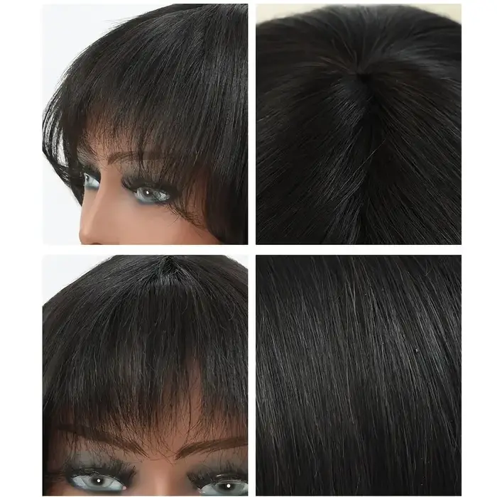 Lafino perruque droite perruques de cheveux humains avec frange frange partie centrale Bob dentelle
