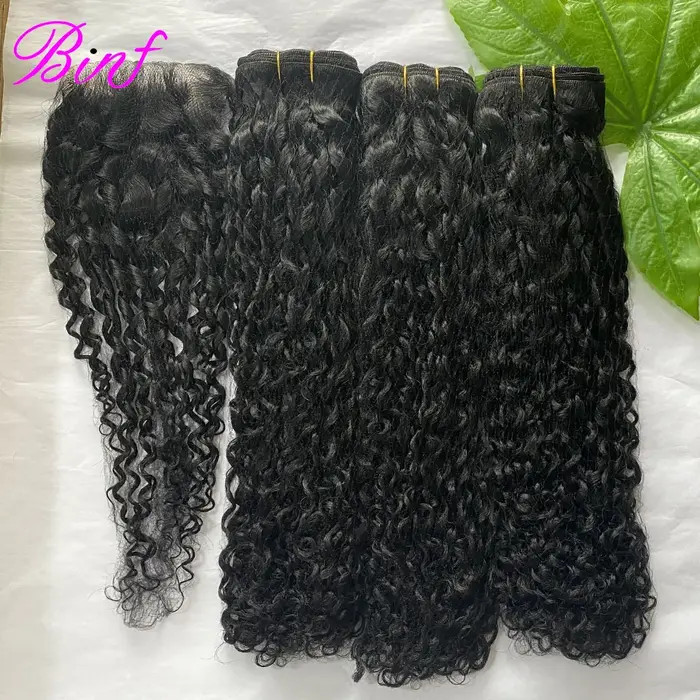 Lots de Cheveux Humains Bouclés Pixie Birmans en Gros avec Fermeture en Dentelle HD, Offre Spéciale