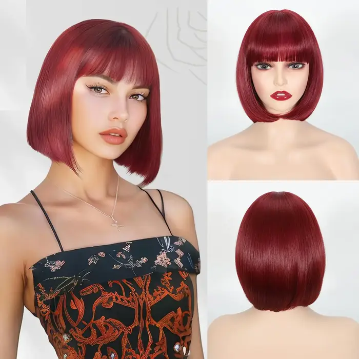 Perruque synthétique style bob doré pour fête costumée