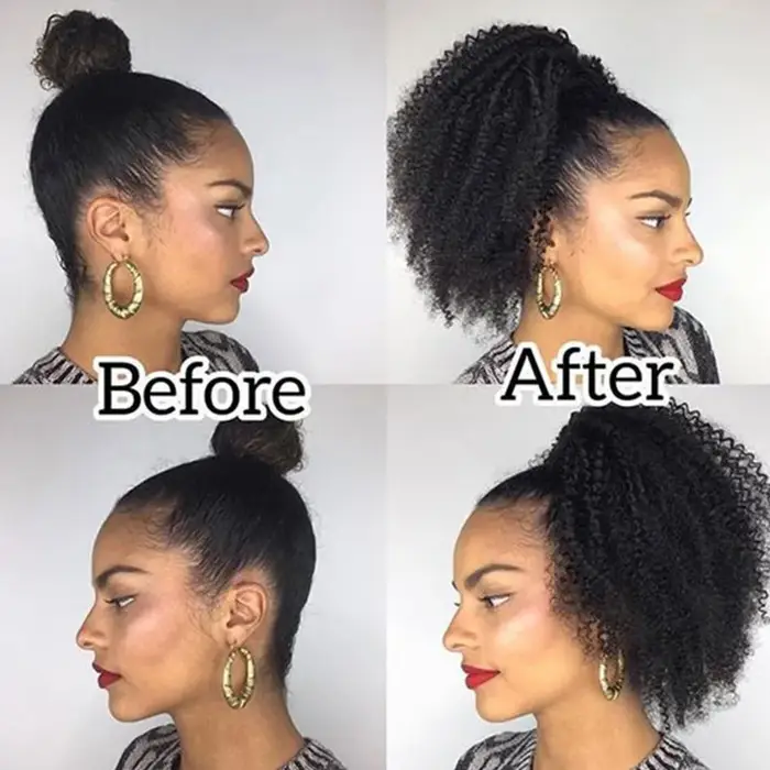 Alibele-Extensions de Cheveux Humains Crépus Bouclés Afro, Queue de Cheval Longue à Clips, 10-28 Pou