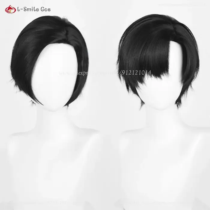 2 Styles Anime Ivan Cosplay perruque hommes 30 cm court noir Ivan Cosplay cheveux résistant à la chaleur cheveux synthétiques en STOCK + bonnet de perruque gratuit