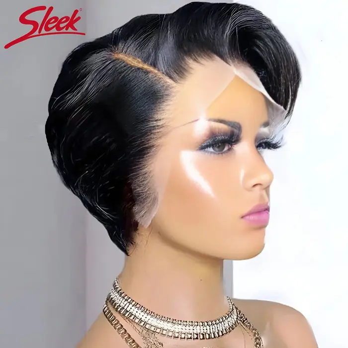 Perruque Bob Lace Front Wig Remy brésilienne naturelle, cheveux lisses, blond élégant, noir foncé, g
