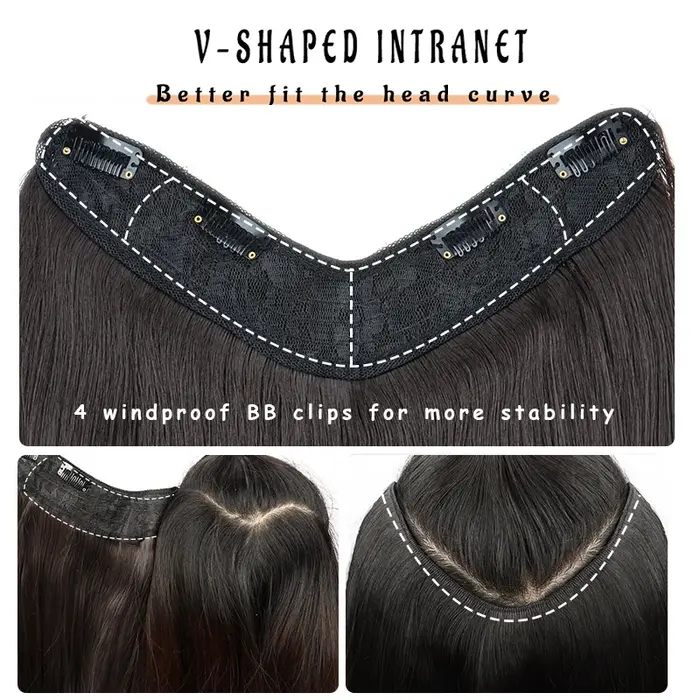 WIGSIN 22 pouces synthétique en forme de V couches 4 Clips longue Extension de cheveux raides mode postiche Invisible perruque pour les femmes
