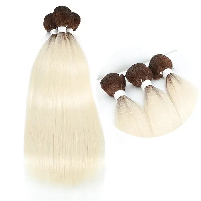 Extensions de cheveux synthétiques lisses ombrés