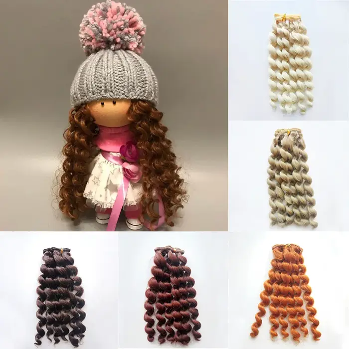 1 pièce Extensions de cheveux bouclés à visser 20*100cm pour toutes les poupées
