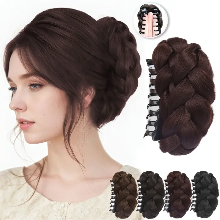 Postiche de chignon synthétique avec pince à griffe ovale