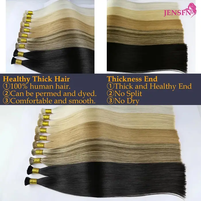 JENSFN I pointe Extensions de cheveux 1g/brin 16 "-26" pouces Remy Fusion naturelle 100%