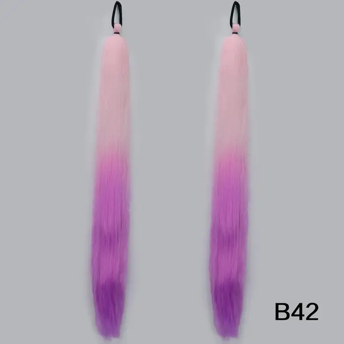 Extension de queue de cheval tressée synthétique bricolage avec élastique en caoutchouc rose violet bleu longue