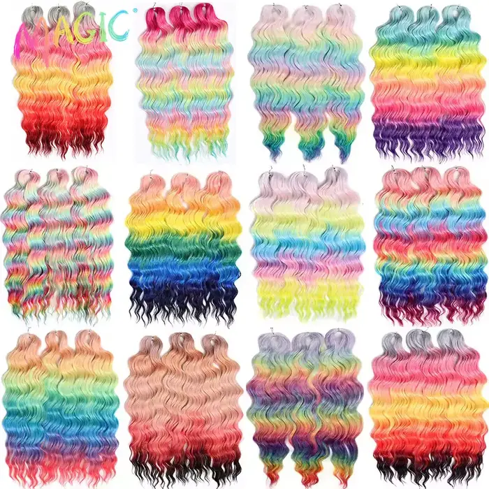 MAGIC Anna 24 pouces Crochet cheveux synthétiques vague d'eau tressage Extensions de cheveux Ombre a