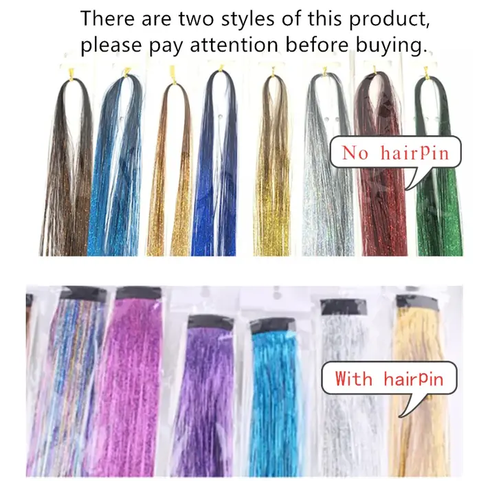 Extensions de cheveux scintillantes holographiques