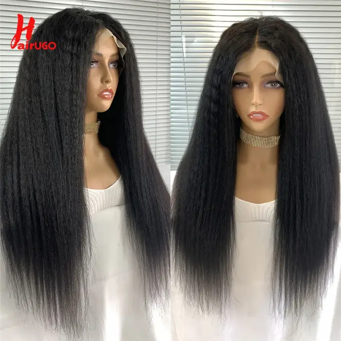 Perruques de cheveux humains avant de dentelle droite crépue 13x4 perruques avant de dentelle perruq