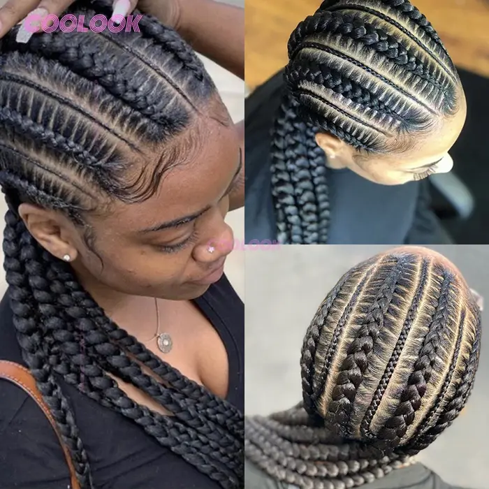 Perruque synthétique tressée style cornrow