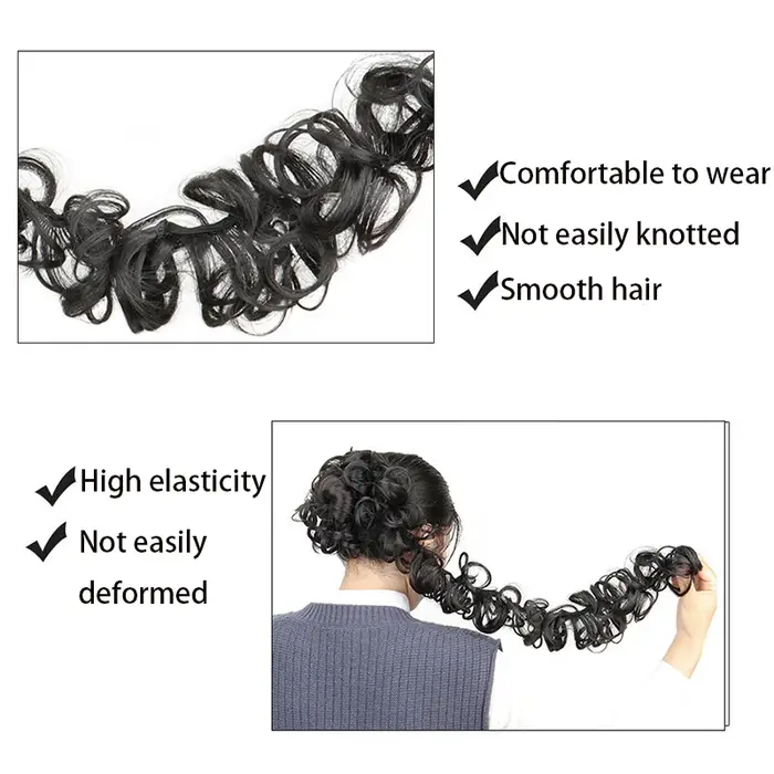 Postiche beignet chignon bouclé et désordonné | Extensions de queue de cheval DIY pour femmes – Accessoires updo