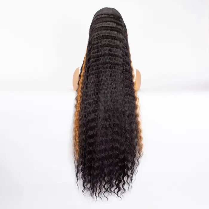 WIGERA Perruque synthétique ombrée noire 40 pouces extra longue