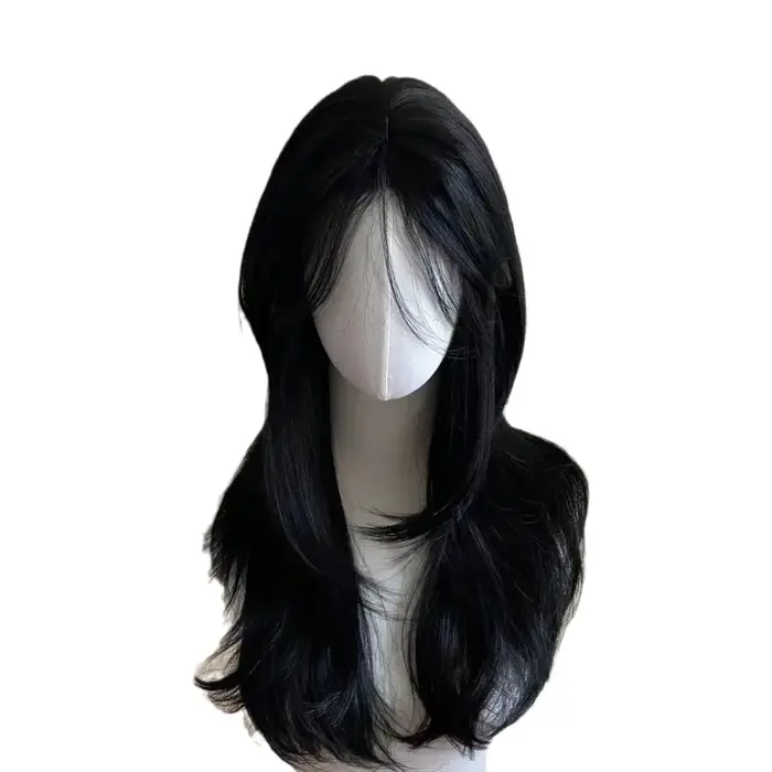 Perruque synthétique courte et droite de 10 centimètres avec couverture de cheveux extérieure sans couture pour femmes
