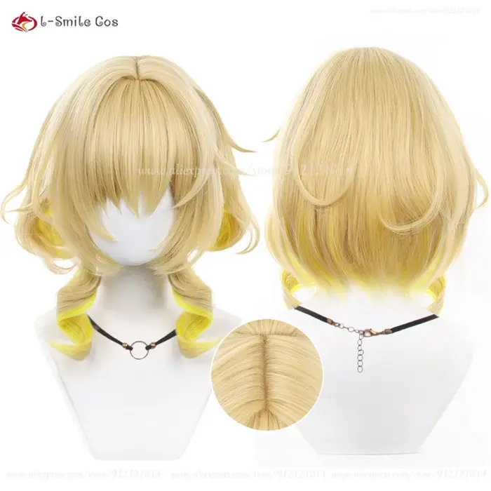Hbackpack Aglaea-Perruque de Cosplay Jaune Dégradé Or