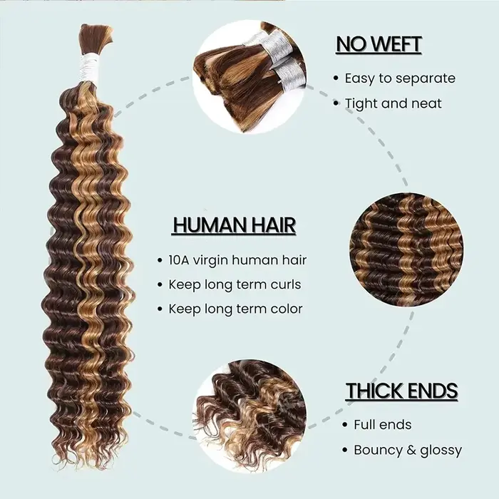 Mèches de cheveux humains Ombré 100g pour tresses bohèmes
