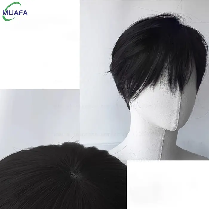 Anime Tobio Kageyama Cosplay perruque adolescent court noir couches Texture coupe résistant à la chaleur cheveux