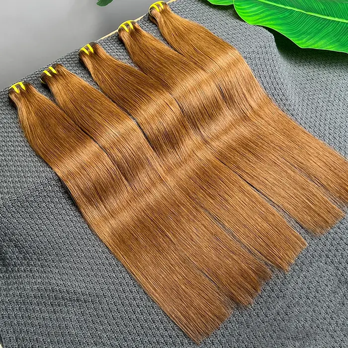 # 4 paquets de cheveux humains lisses de couleur brun foncé, double trame, 100% cheveux vietnamiens,