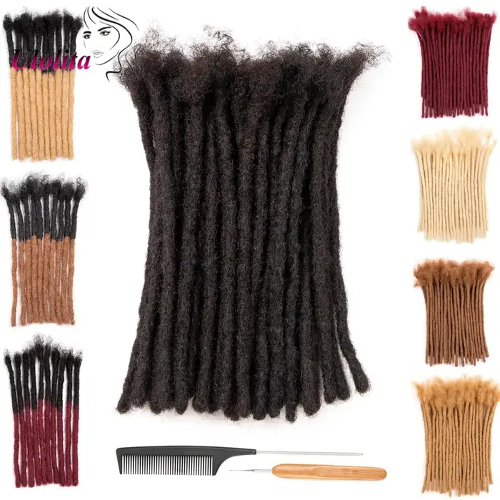 Extensions de dreadlocks en cheveux humains colorées de 4 à 30 pouces