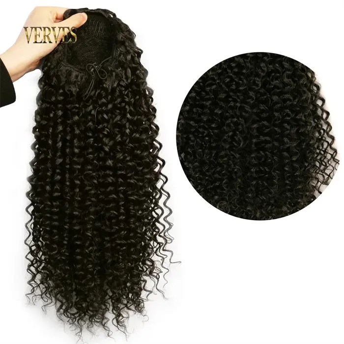 VERVES cordon synthétique bouffant queue de cheval Afro bouclés 16 pouces Extension de cheveux pince en Pontail