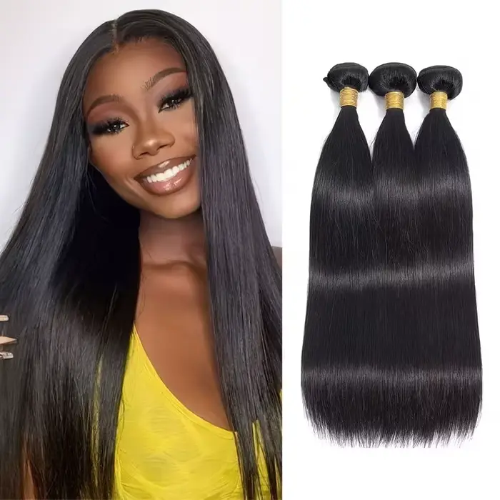 Extensions de cheveux vierges brésiliens naturels noirs non traités, tissage rapide, lisses, grade 1