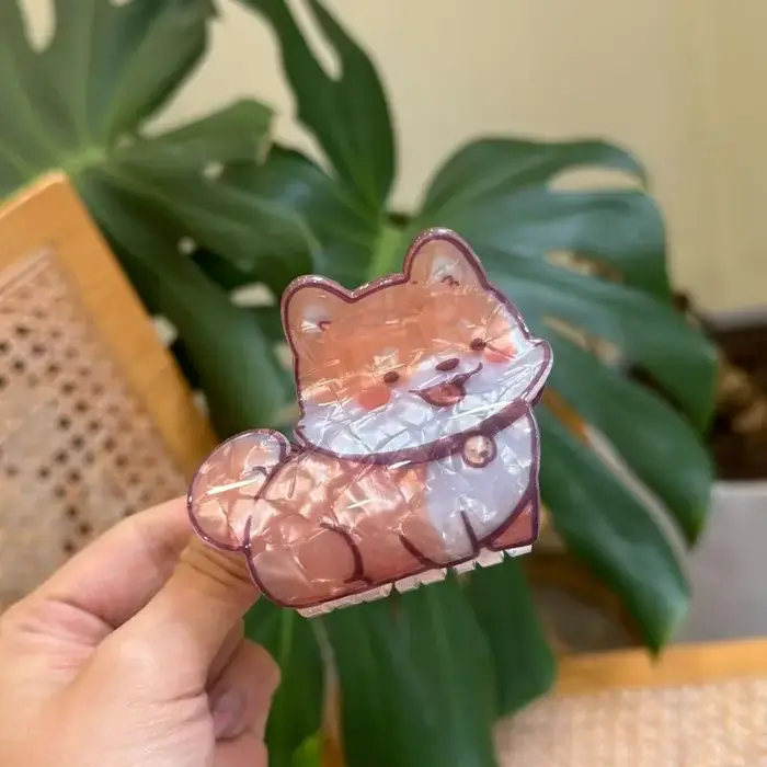 1pc nouveau dessin animé cheveux bouclés amour Chai chien corgi chiot acrylique pince