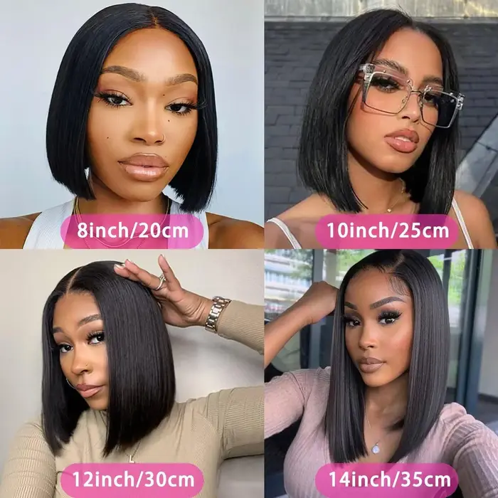 250 densité V partie perruque Bob droite perruques de cheveux humains 8-16 "pour les femmes brésilien vierge cheveux couleur naturelle fait à la Machine V forme perruque