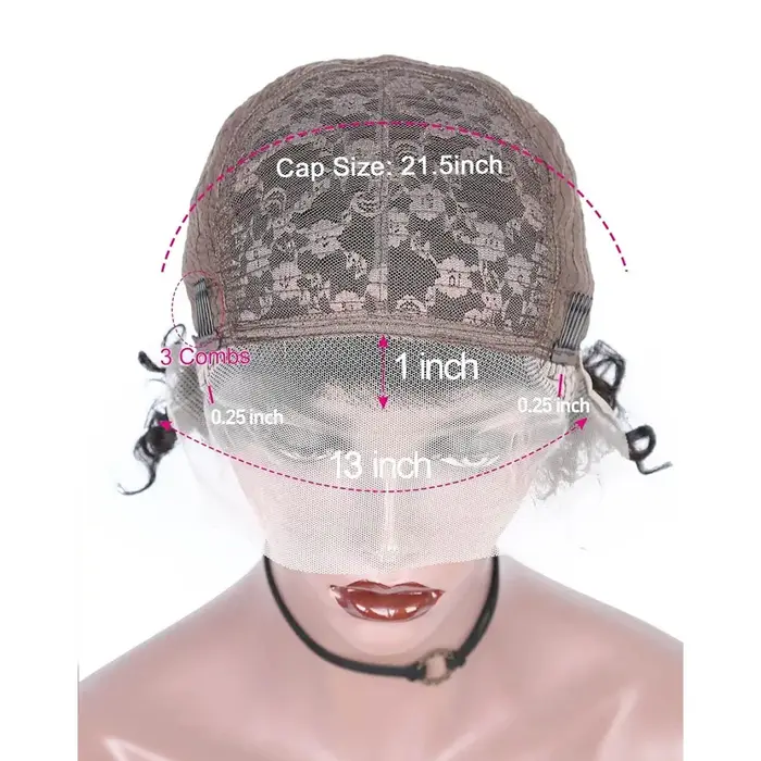 Perruque de cheveux humains avant de dentelle bouclée courte pour les femmes