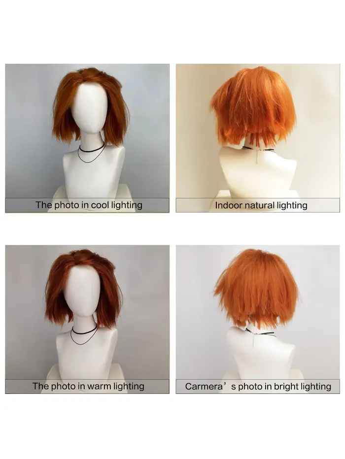 Perruque Yaki courte Orange marron Chucky Halloween Cosplay pour hommes de mal tueur