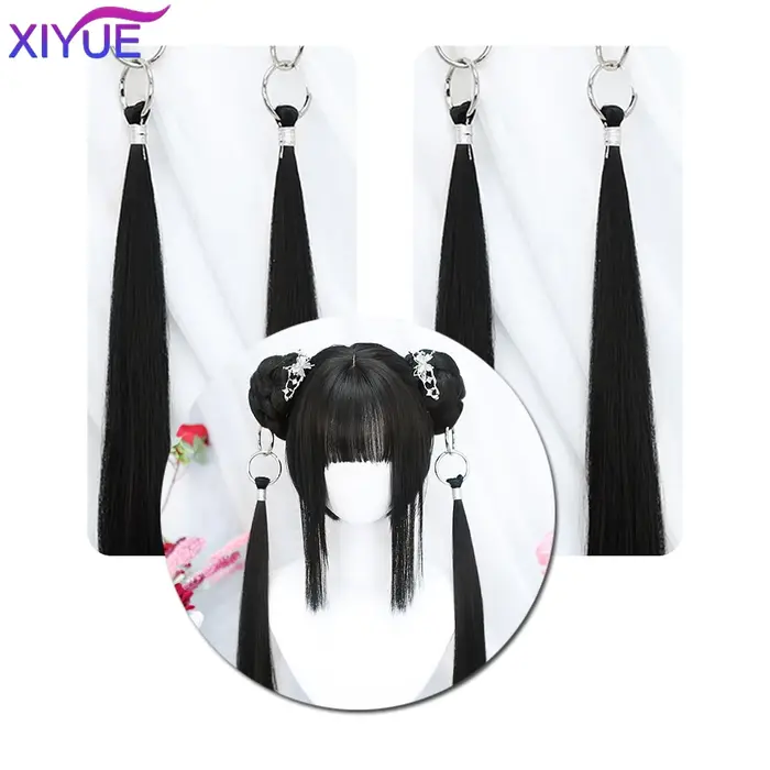 XIYUE synthétique longue droite Lolita perruque avec Bang rouge Ombre noir Cosplay fête Halloween noël ondulé bouclés