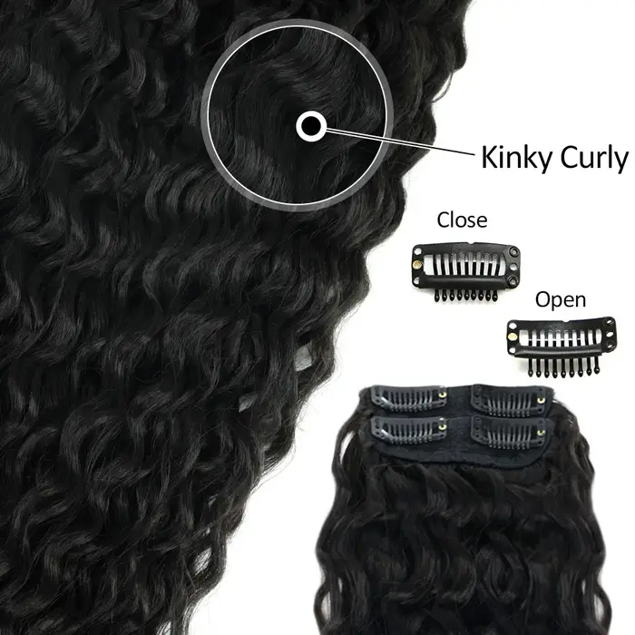 Extensions capillaires synthétiques bouclées à clips pour femmes