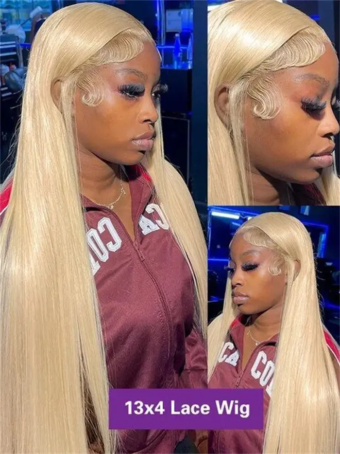 Perruque Lace Front Wig 360 Brésilienne Naturelle, Cheveux Humains, Couleur Blond Miel 613, 13x4, 13x6, 40 Pouces, en Solde