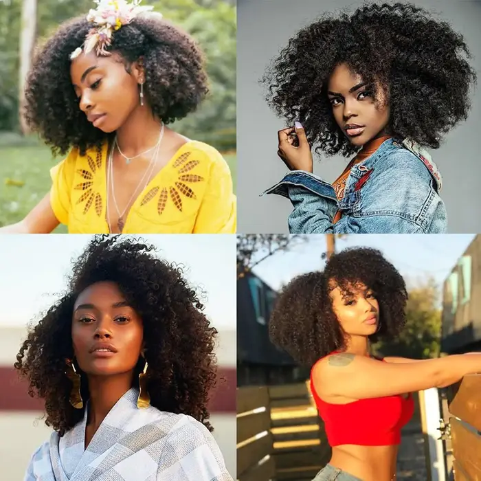 Extensions de cheveux humains bouclés crépus 4C à clipser