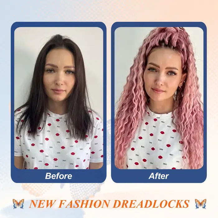 Extensions de dreadlocks synthétiques bouclées de 24 pouces, style bohème, 10 pièces, avec tresses box braids faites à la main, style hippie