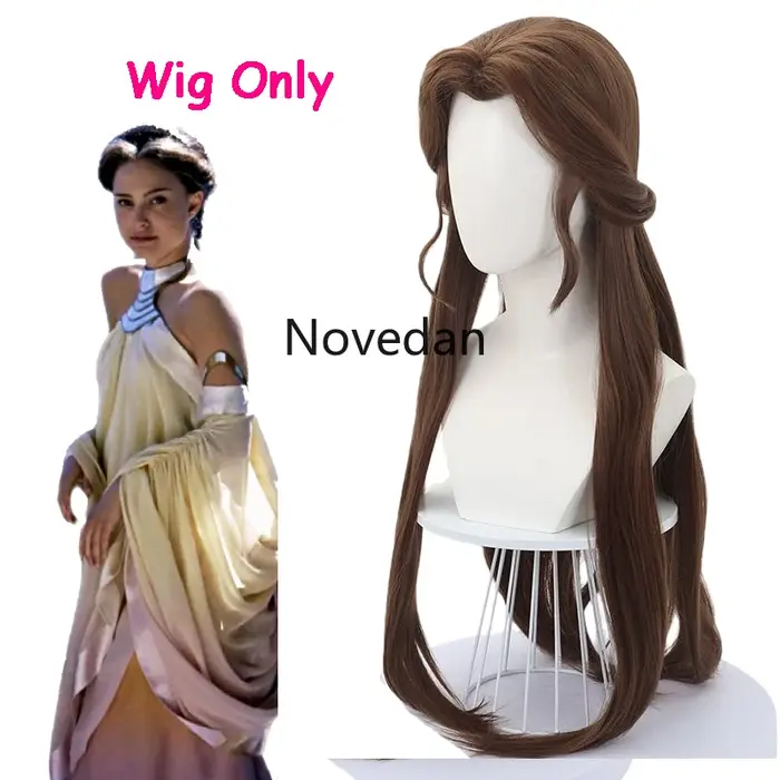 Costume de cosplay Padmé Amidala avec perruque, robe longue élégante classique de reine, tenue unifo