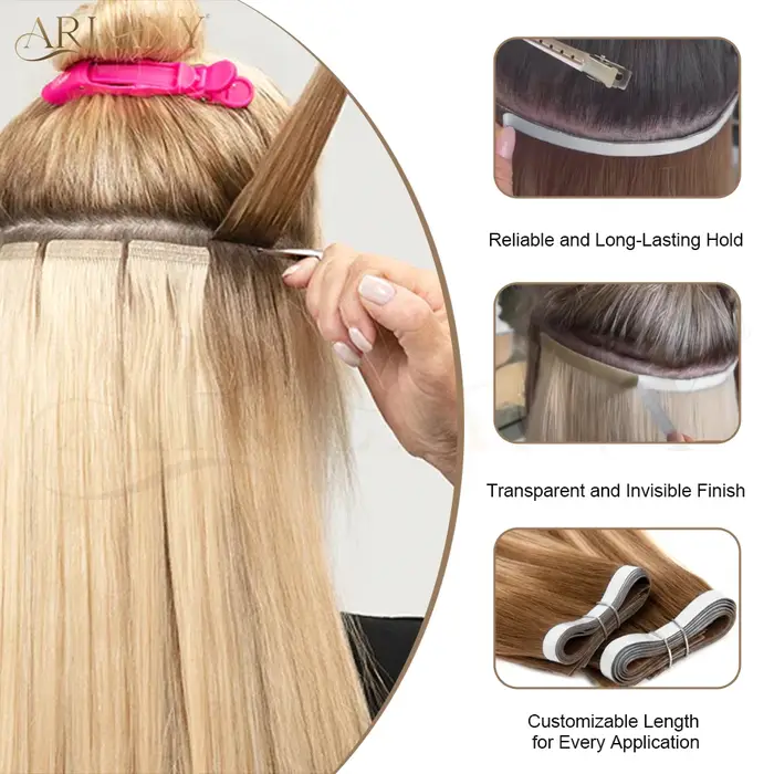 ARLANY ruban dans les Extensions rouleau de ruban simple face pour Extensions de cheveux 3 Yards remplacement système de cheveux ruban perruque bande forte tenue