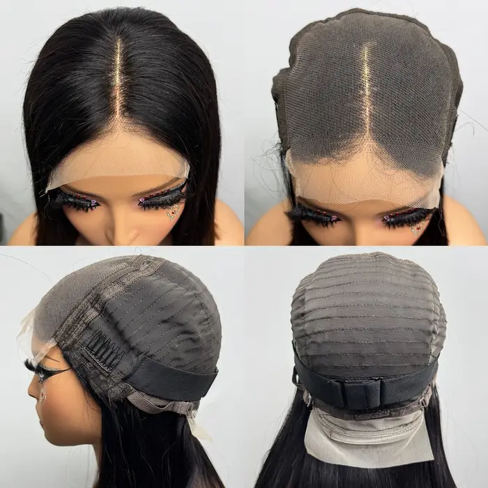 Perruque Bob Lace Closure Wig naturelle, cheveux humains vietnamiens, Double densité, Double os tiré