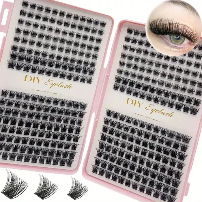 Kit d'extensions de cils 384 pièces, cils individuels, plusieurs longueurs, inodores, faciles à appl