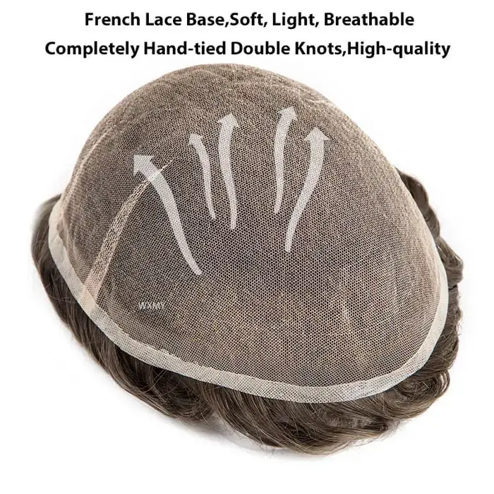AIR-Lace pleine dentelle Base hommes toupet mâle prothèse de cheveux 6 "perruques de cheveux humains