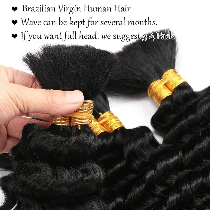 Boho tresses cheveux humains bouclés cheveux paquets en vrac pour tressage vague profonde 2 paquets 100g sans trame cheveux humains paquets Extension de cheveux
