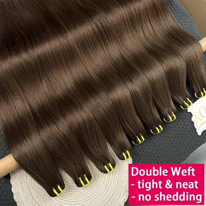 # 2 Bundles de Cheveux Raides Brun Foncé 100% Naturels Vietnamiens Non Traités Bruts Vierge Extensio